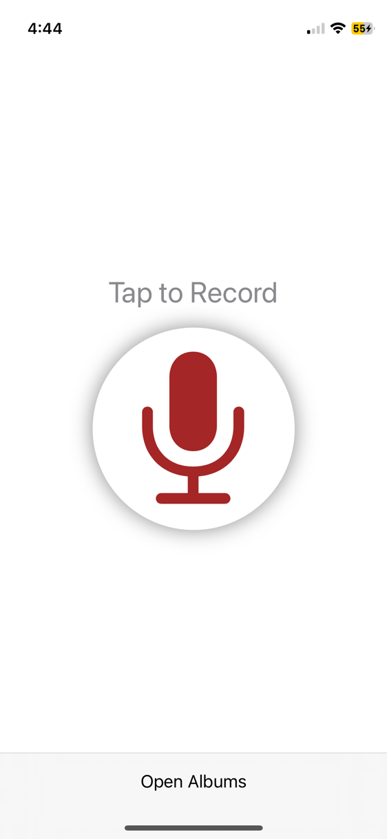 Sound Library record screen with tap to record microphone button